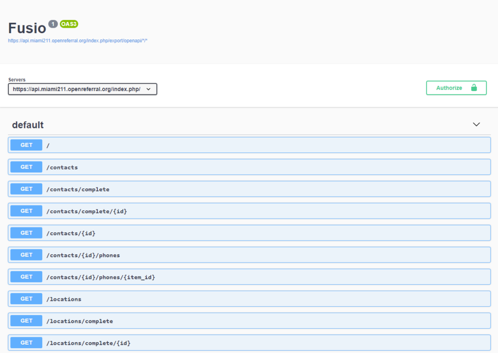 Open Referral Fusio API